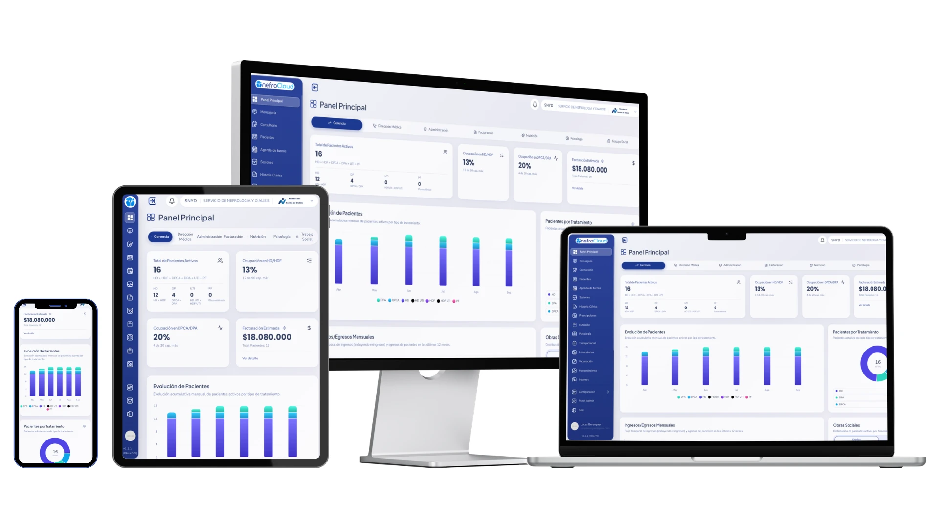 NefroCloud en todas las resoluciones: smartphone, tablet, computadora de escritorio y laptop